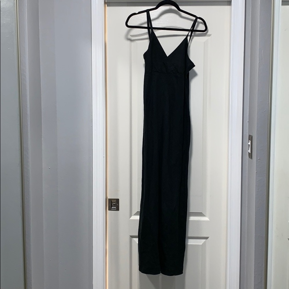 Black strap linen dress